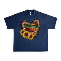 Navy Sunflower Fall Heart Urban Heavy Tee - RanaPortraitStore