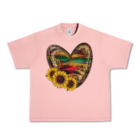 Salmon Sunflower Fall Heart Urban Heavy Tee - RanaPortraitStore