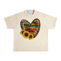 Sandshell Sunflower Fall Heart Urban Heavy Tee - RanaPortraitStore