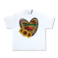 White Sunflower Fall Heart Urban Heavy Tee - RanaPortraitStore