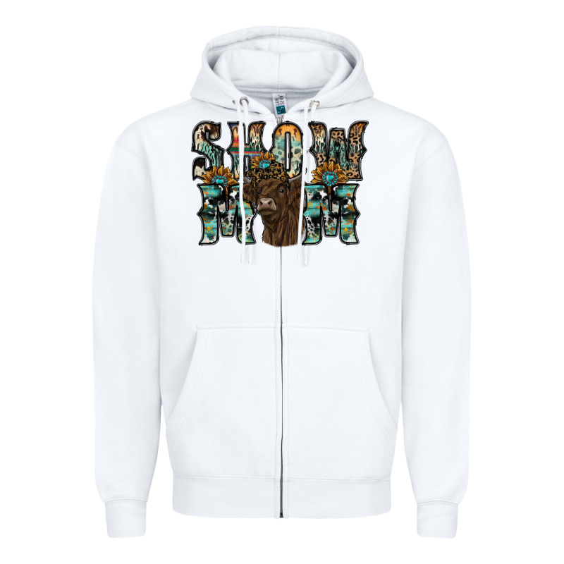 Show Mom Highland Cow Zipper Hoodie by SublimationCraftShop | Teevron