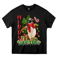 Black merry christmas penguin Heavy Core Tee - LillyAllenDesigns