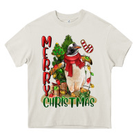 Cream merry christmas penguin Heavy Core Tee - LillyAllenDesigns