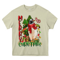 Mossy merry christmas penguin Heavy Core Tee - LillyAllenDesigns