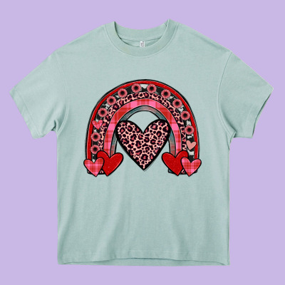 Valentines Heart Rainbow Heavy Core Tee Designed By Jahusdesignshop