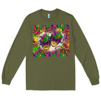 Army Green Mardi Gras masks tumbler Long Sleeve Tee - HowdyJamesFarm