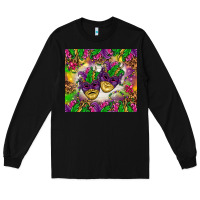 Black Mardi Gras masks tumbler Long Sleeve Tee - HowdyJamesFarm