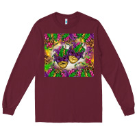 Burgundy Mardi Gras masks tumbler Long Sleeve Tee - HowdyJamesFarm