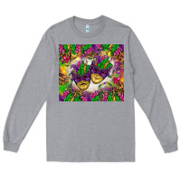 Heather Grey Mardi Gras masks tumbler Long Sleeve Tee - HowdyJamesFarm