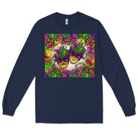 Navy Mardi Gras masks tumbler Long Sleeve Tee - HowdyJamesFarm