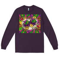 Plum Mardi Gras masks tumbler Long Sleeve Tee - HowdyJamesFarm