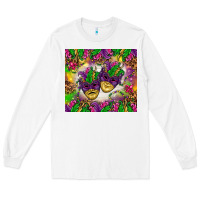 White Mardi Gras masks tumbler Long Sleeve Tee - HowdyJamesFarm