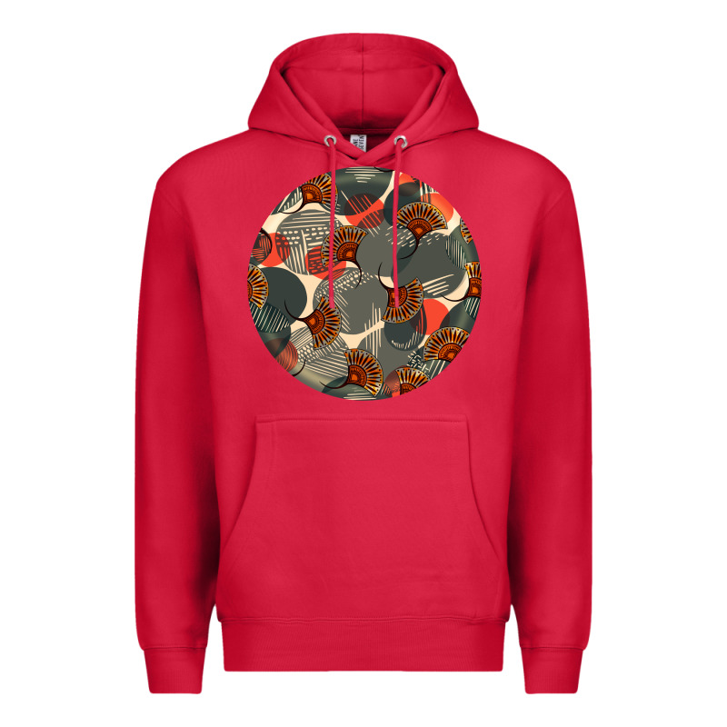 African Fabric Pattern Round Earrings 5 Premium Hoodie by BundleAndBundleShop | Teevron