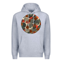 Heather Grey african fabric pattern round earrings 5 Premium Hoodie - BundleAndBundleShop
