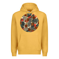 Mustard african fabric pattern round earrings 5 Premium Hoodie - BundleAndBundleShop
