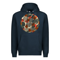 Navy african fabric pattern round earrings 5 Premium Hoodie - BundleAndBundleShop