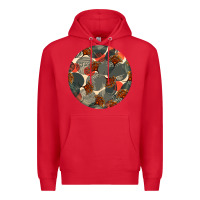 Red african fabric pattern round earrings 5 Premium Hoodie - BundleAndBundleShop