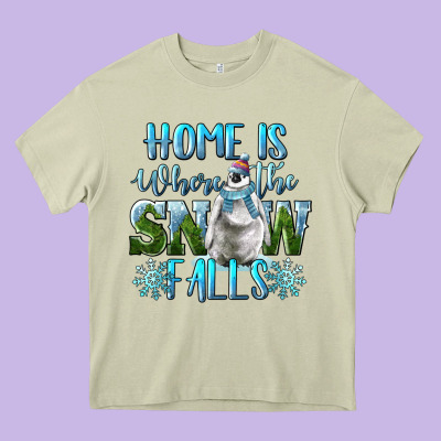 Home Is Where The Snow Falls Winter Penguin Heavy Core Tee Designed By Lillyallendesigns