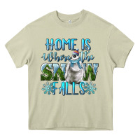 Mossy Home Is Where The Snow Falls Winter Penguin Heavy Core Tee - LillyAllenDesigns