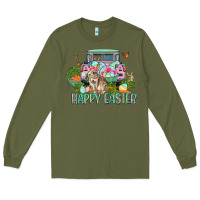 Army Green Happy Easter Day Long Sleeve Tee - CowGirlArtShop