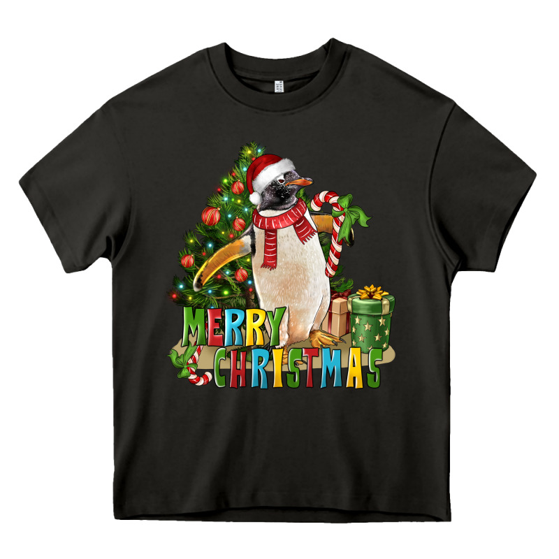 Merry Christmas Penguin Heavy Core Tee by LillyAllenDesigns | Teevron
