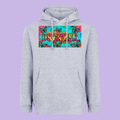 Dreamer With Butterfly And Tie Dye  Licance  Plate Heavyweight Hoodie Designed By Artiststas