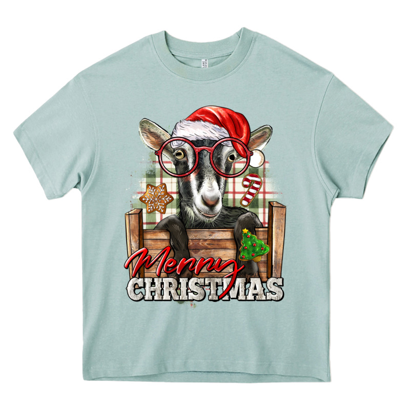 Merry Christmas Alpine Goat Heavy Core Tee by LillyAllenDesigns | Teevron