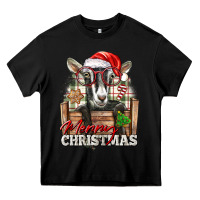 Black Merry Christmas Alpine Goat Heavy Core Tee - LillyAllenDesigns