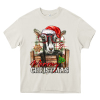 Cream Merry Christmas Alpine Goat Heavy Core Tee - LillyAllenDesigns