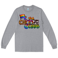 Heather Grey Western choose love Long Sleeve Tee - CowGirlArtShop