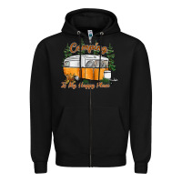 Black camping is my happy place Zipper Hoodie - SublimationCraftShop