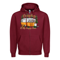 Burgundy camping is my happy place Zipper Hoodie - SublimationCraftShop