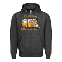 Charcoal Heather camping is my happy place Zipper Hoodie - SublimationCraftShop