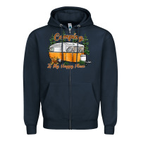 Navy camping is my happy place Zipper Hoodie - SublimationCraftShop