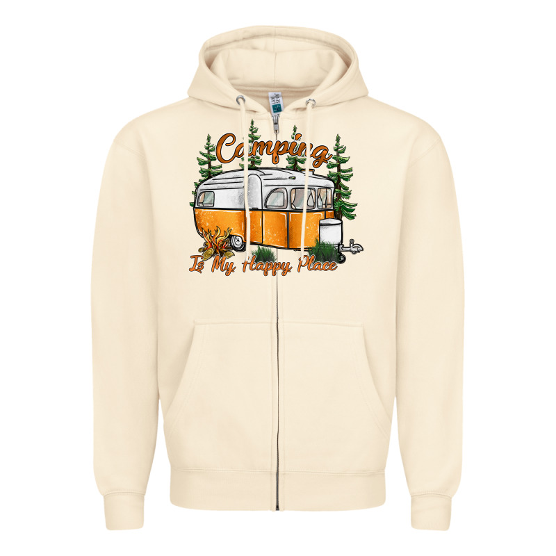 Camping Is My Happy Place Zipper Hoodie by SublimationCraftShop | Teevron