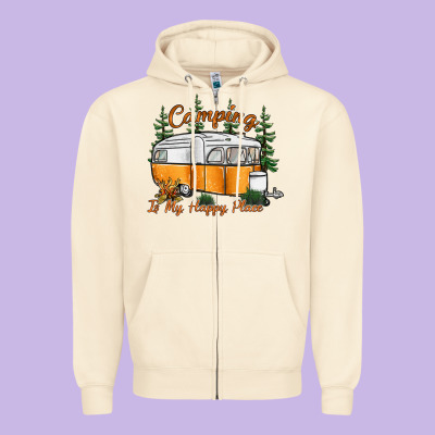 Camping Is My Happy Place Zipper Hoodie Designed By Sublimationcraftshop
