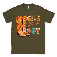 Army Green Give Cancer the boot Kidney Cancer orange ribbon Classic Tee - NancyCooperArtShop