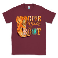 Burgundy Give Cancer the boot Kidney Cancer orange ribbon Classic Tee - NancyCooperArtShop
