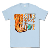 Dusty Blue Give Cancer the boot Kidney Cancer orange ribbon Classic Tee - NancyCooperArtShop