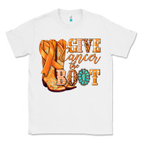 White Give Cancer the boot Kidney Cancer orange ribbon Classic Tee - NancyCooperArtShop