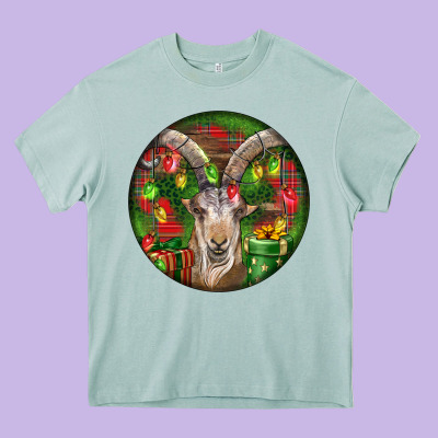 Spanish Goat Christmas Ornament Heavy Core Tee Designed By Lillyallendesigns