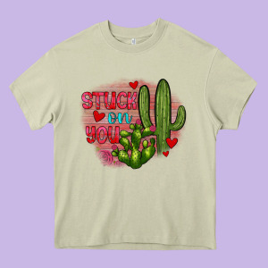 Stuck On You Cactus Heavy Core Tee Designed By Jahusdesignshop