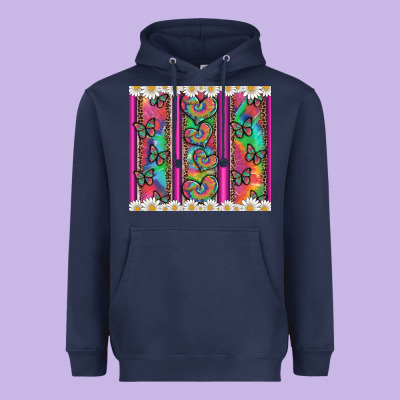 Tie Dye Hearts And Butterfly With Flowers Heavyweight Hoodie Designed By Artiststas