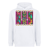 White tie dye hearts and butterfly with flowers Heavyweight Hoodie - Artiststas