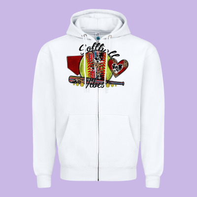 Softball Vibes Zipper Hoodie Designed By Sublimationcraftshop