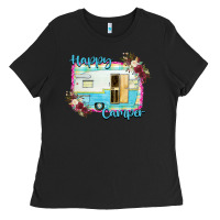 Black Happy Camper With Flowers Ladies Tee - Bettercallsaul