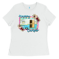 White Happy Camper With Flowers Ladies Tee - Bettercallsaul