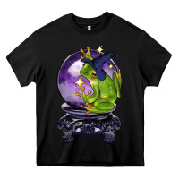 Black Halloween Frog With Crystal Ball Heavy Core Tee - LillyAllenDesigns