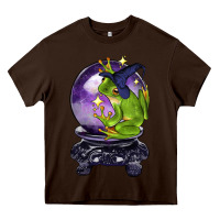 Chocolate Brown Halloween Frog With Crystal Ball Heavy Core Tee - LillyAllenDesigns