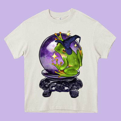 Halloween Frog With Crystal Ball Heavy Core Tee Designed By Lillyallendesigns